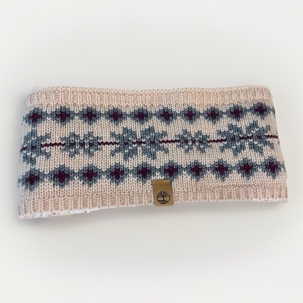 Timberland Headband Cream Fairisle Ribbed Trim Sherpa Outdoor‎